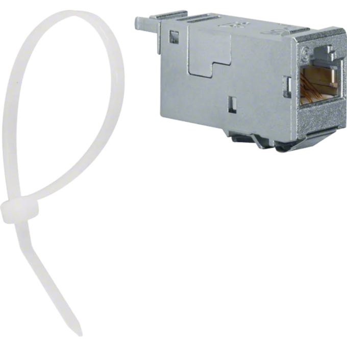 Разъём HAGER RJ45, кат.6, ISO A, 10Гбит/с Ethernet (IEEE 802,3an), 180° VZ314RJ